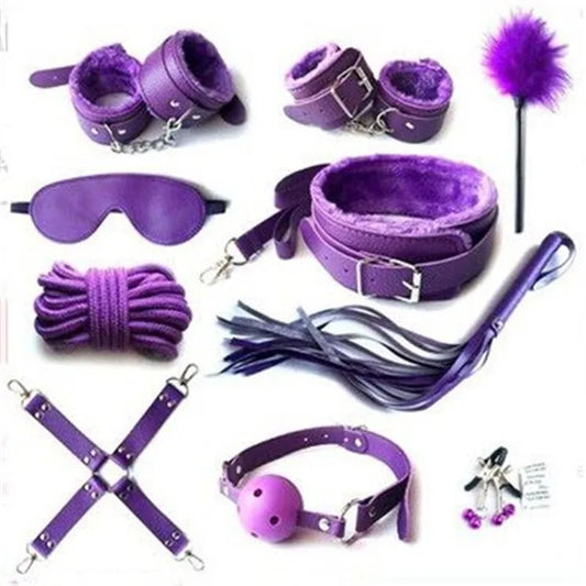 Whip Handcuffs Foot Cuffs Eyeshade AV Gags Muzzles Bundling Restrict SP/SM Products Adult Games ﻿Tease Sex Toys Bondage Gear